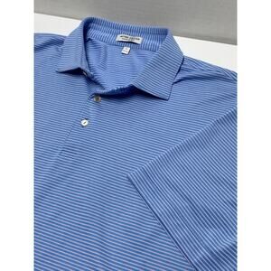 Peter Millar Crown Sport Summer Comfort Polo Men's XL Blue Stripe Golf Shirt